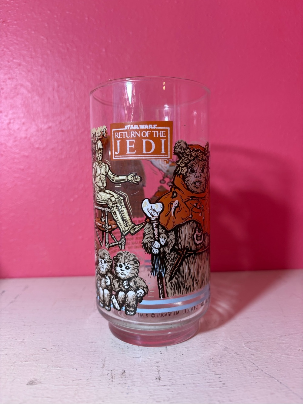 Vintage 1983 Lucasfilm Star Wars Return of the Jedi Ewok Glass Burger King RETRO